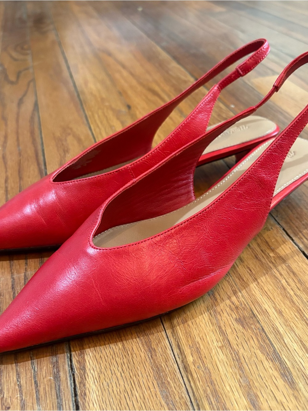 Madewell ‘Bandana Red’ Slingback Leather Kitten Heels - Size 10 - Picture 2 of 6
